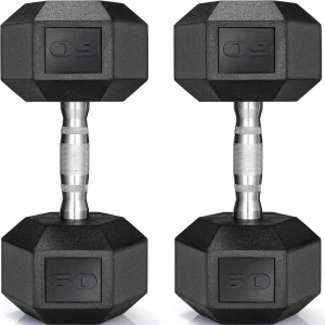 Rubber Coated Hex Dumbbell Set of 2,