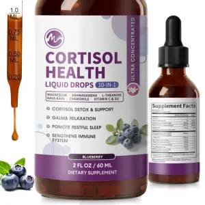MINCH Cortisol Supplement Liquid Drops, 10-in-1 Cortisol Detox